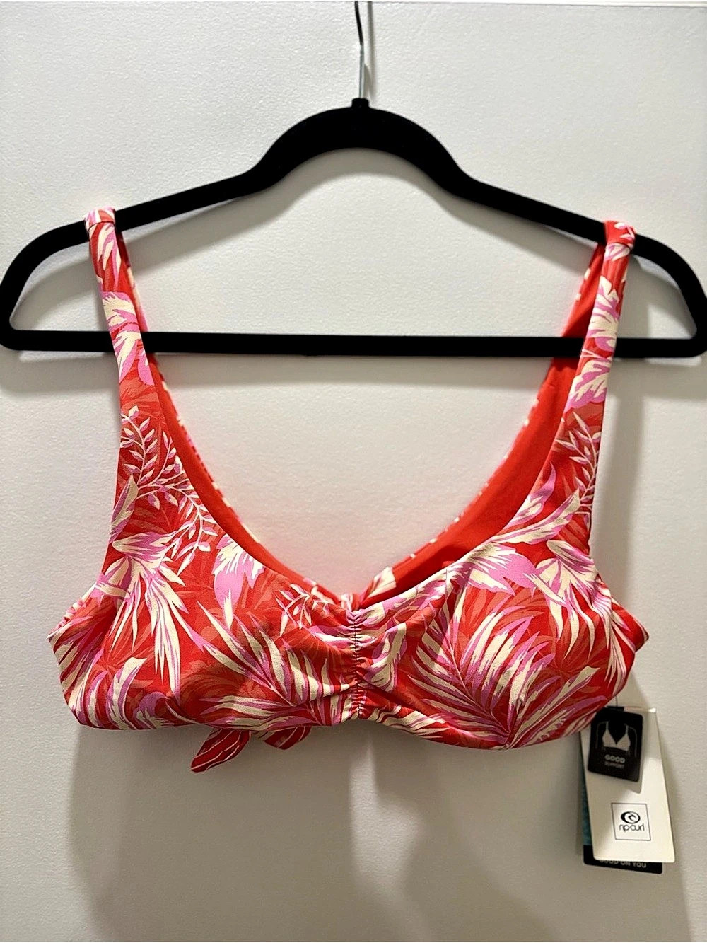 Rip Curl Pink, Red/Orange & White Bikini Top NWT